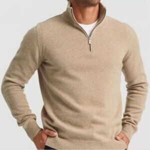 Daniel Hechter Cashmere Blend 1/4 Zip Heathered Olive Green Sweater Size XL